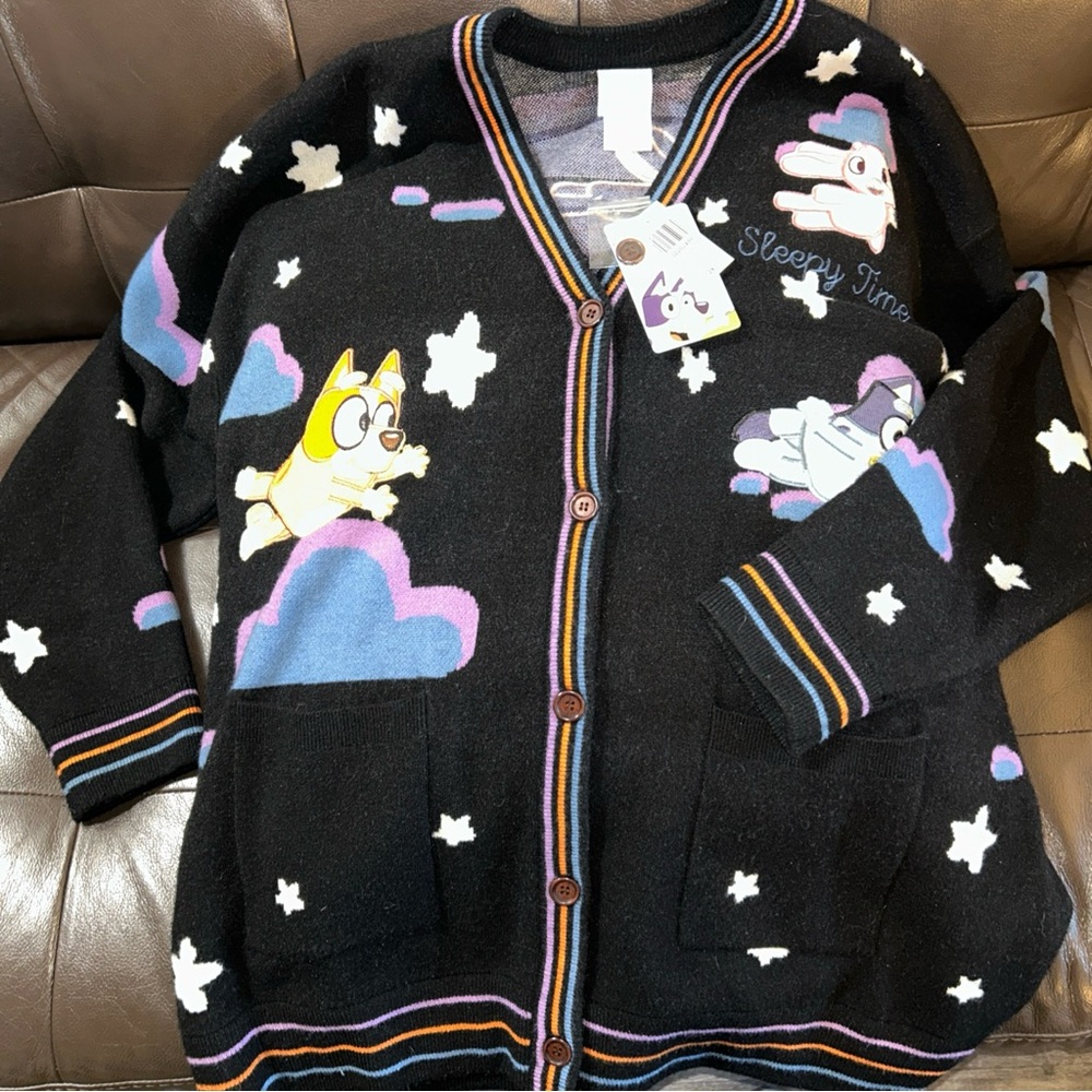 Women’s beautiful Bluey Bingo cardigan sweater 2xl